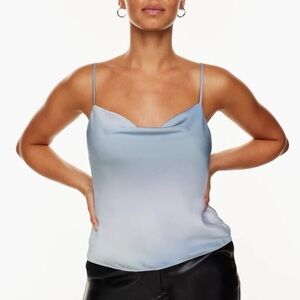 Aritzia Babaton Light Blue Satin Cowl Neck Camisole